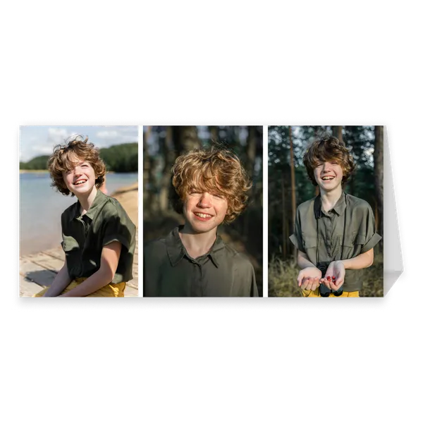 Three-Photo DL Landscape Greeting Card with Stand — 1