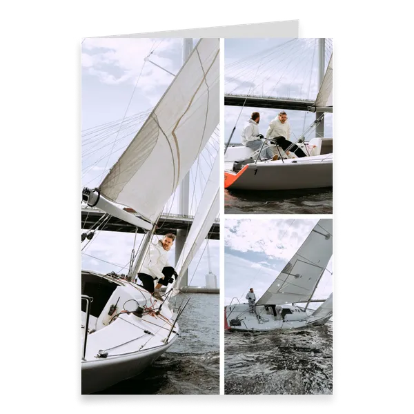 Three-Photo Portrait Greeting Card A5 – Left Layout — 1