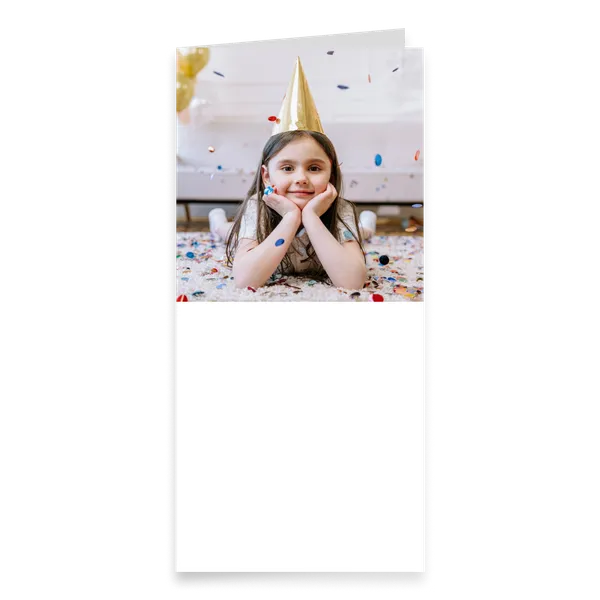 One-Photo DL Portrait Greeting Card with Text — 1
