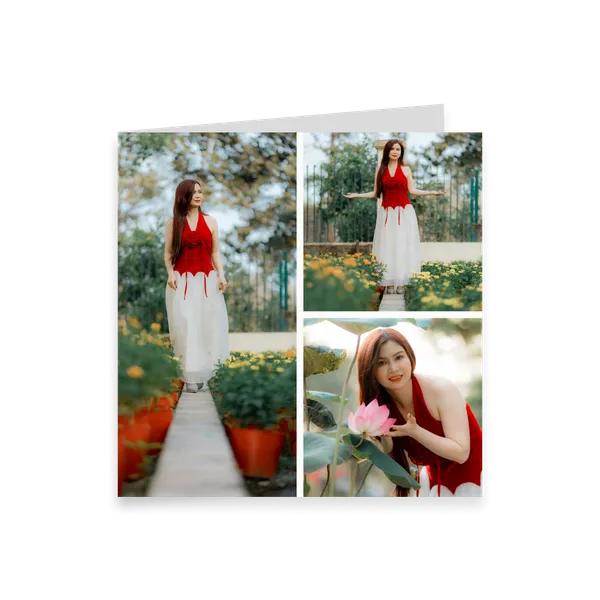 Three-Photo Square Card – Left Fold, 1+2 Layout — 1