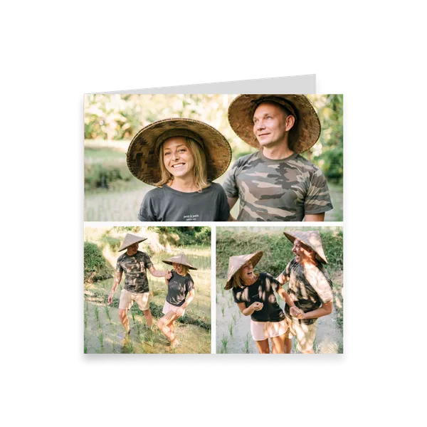 Three-Photo Square Card – Left Fold, 1+2 Layout — 1