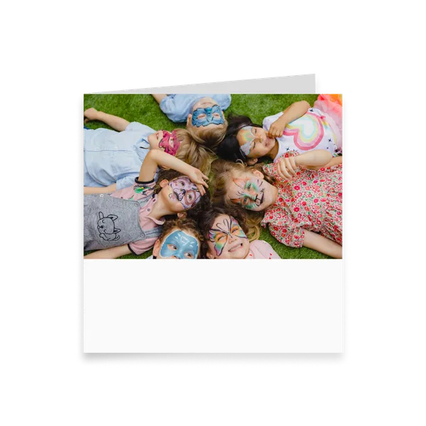 One-Photo Square Card – Left Fold, Text Below — 1